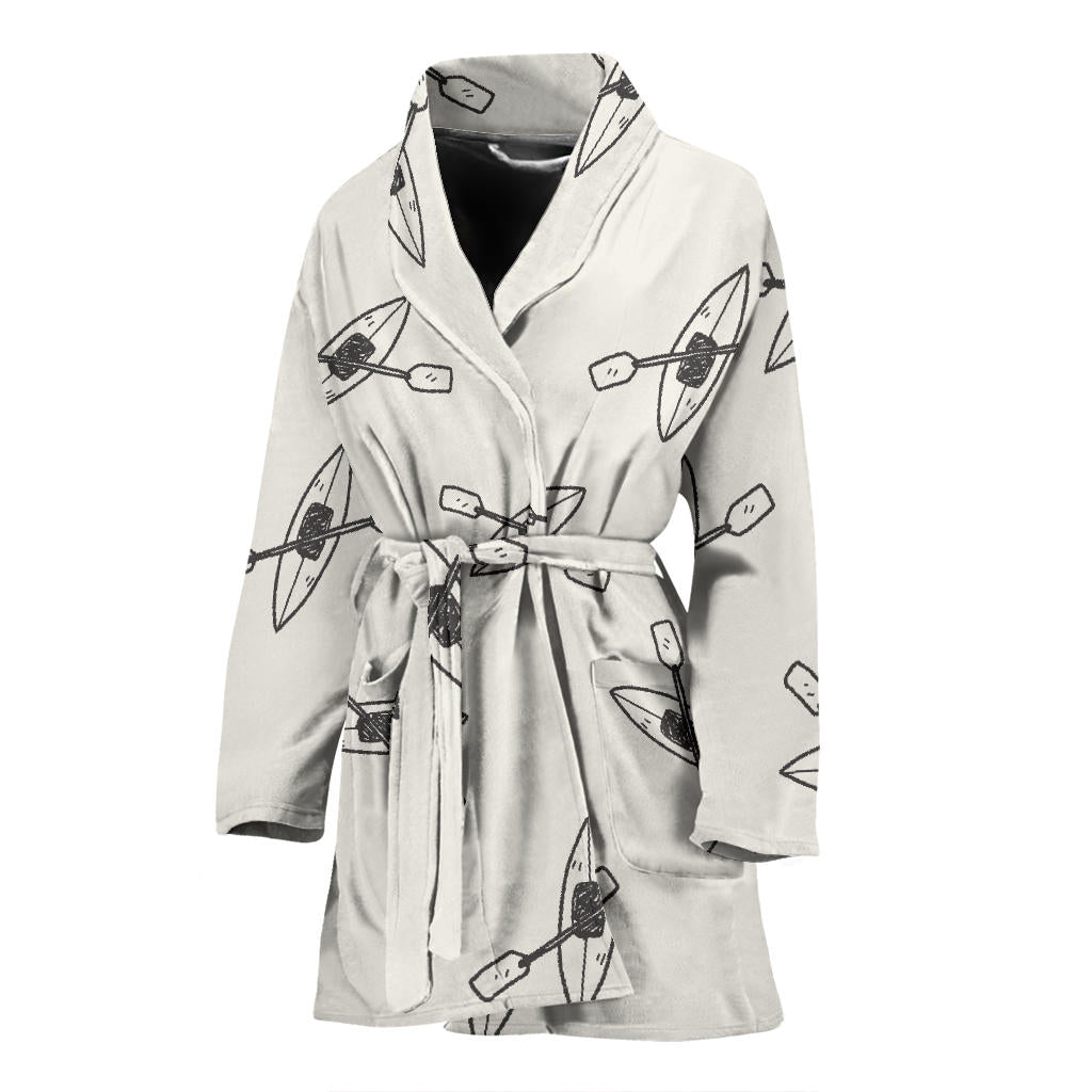 Kayak Pattern Print Design 01 Women Bathrobe