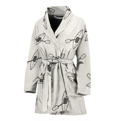 Kayak Pattern Print Design 01 Women Bathrobe