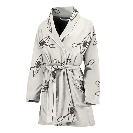 Kayak Pattern Print Design 01 Women Bathrobe