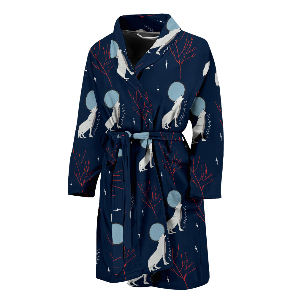 Wolf Moon Print Design LKS304 Men Bathrobe