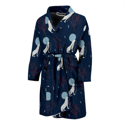 Wolf Moon Print Design LKS304 Men Bathrobe