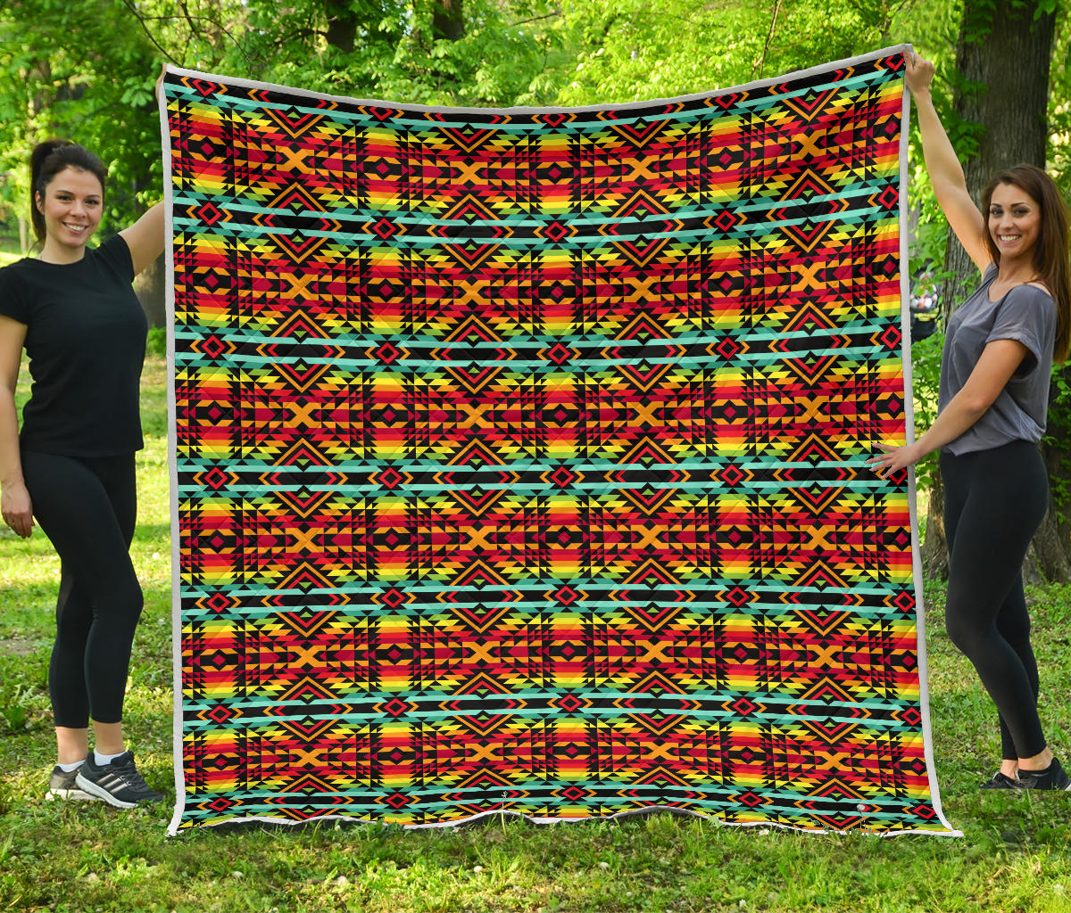 Kente Red Design African Print Quilt Bedspread