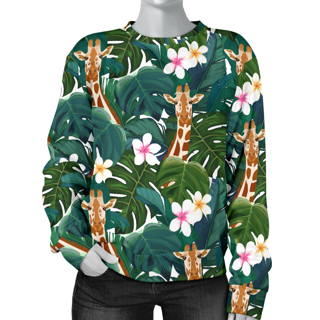 Giraffe Jungle Design Print Women Long Sleeve Sweatshirt