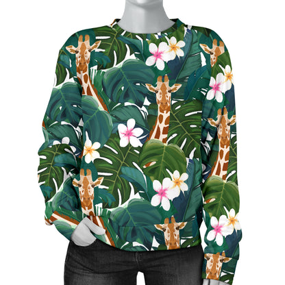 Giraffe Jungle Design Print Women Long Sleeve Sweatshirt