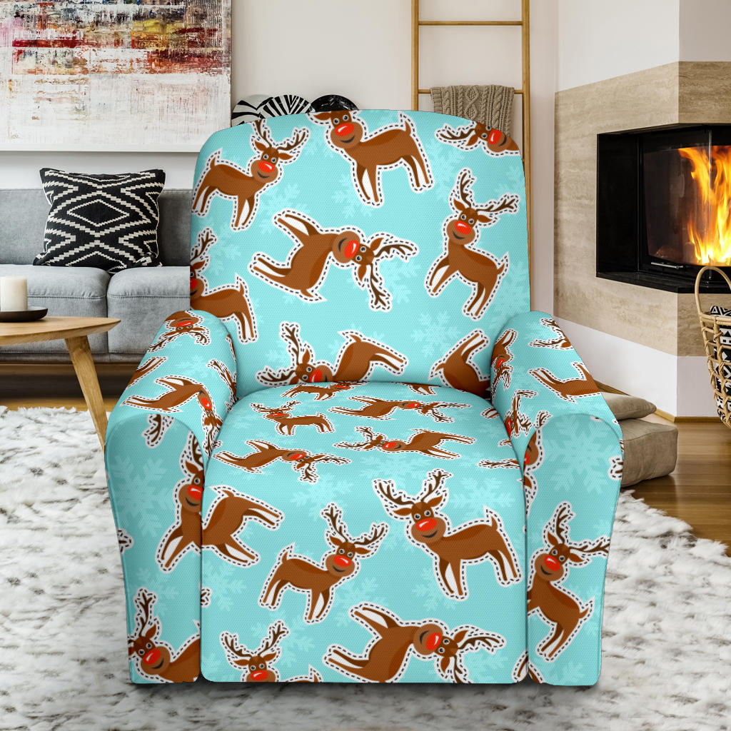 Reindeer Print Design LKS403 Recliner Slipcover with Pocket