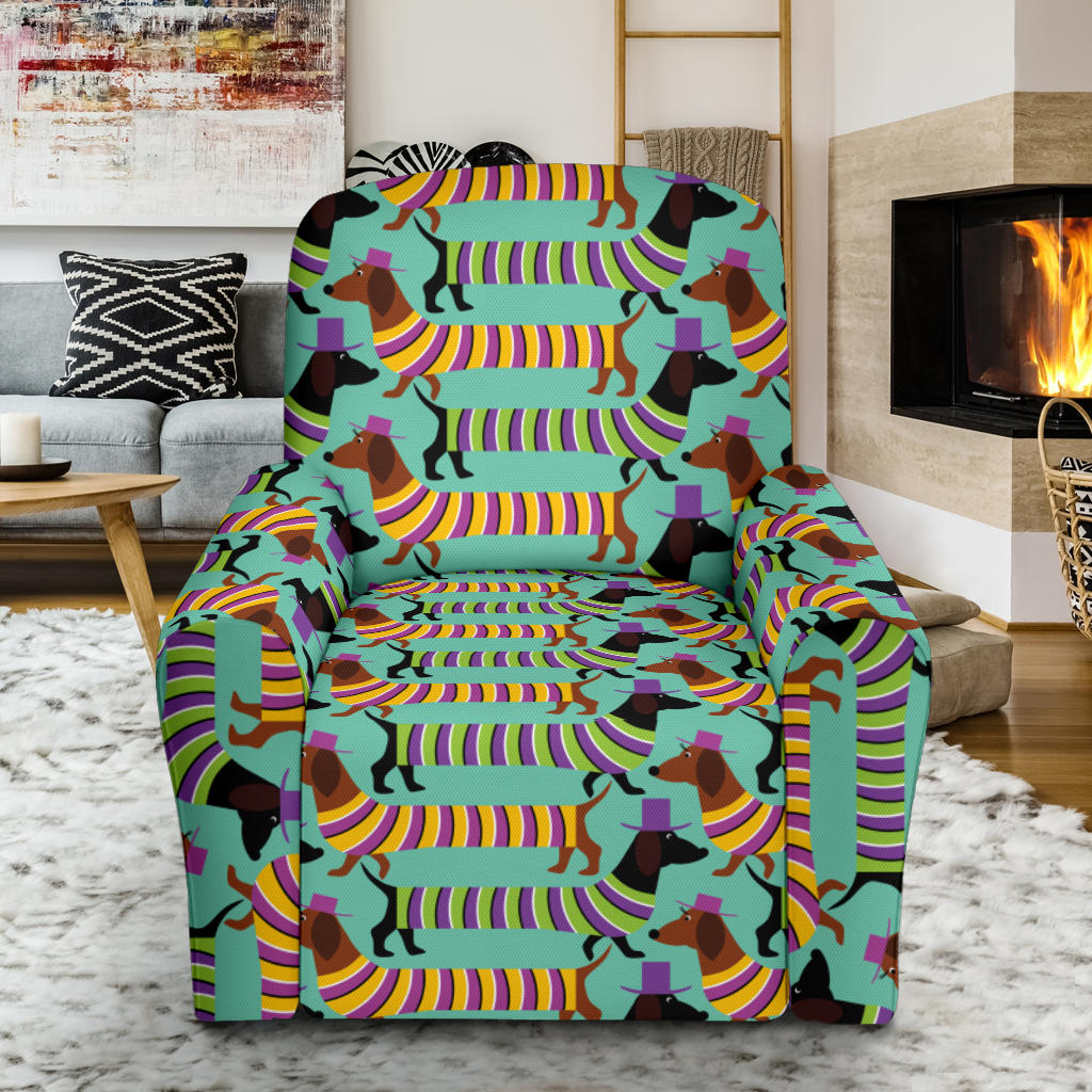Dachshund Pattern Print Design 05 Recliner Slipcover with Pocket