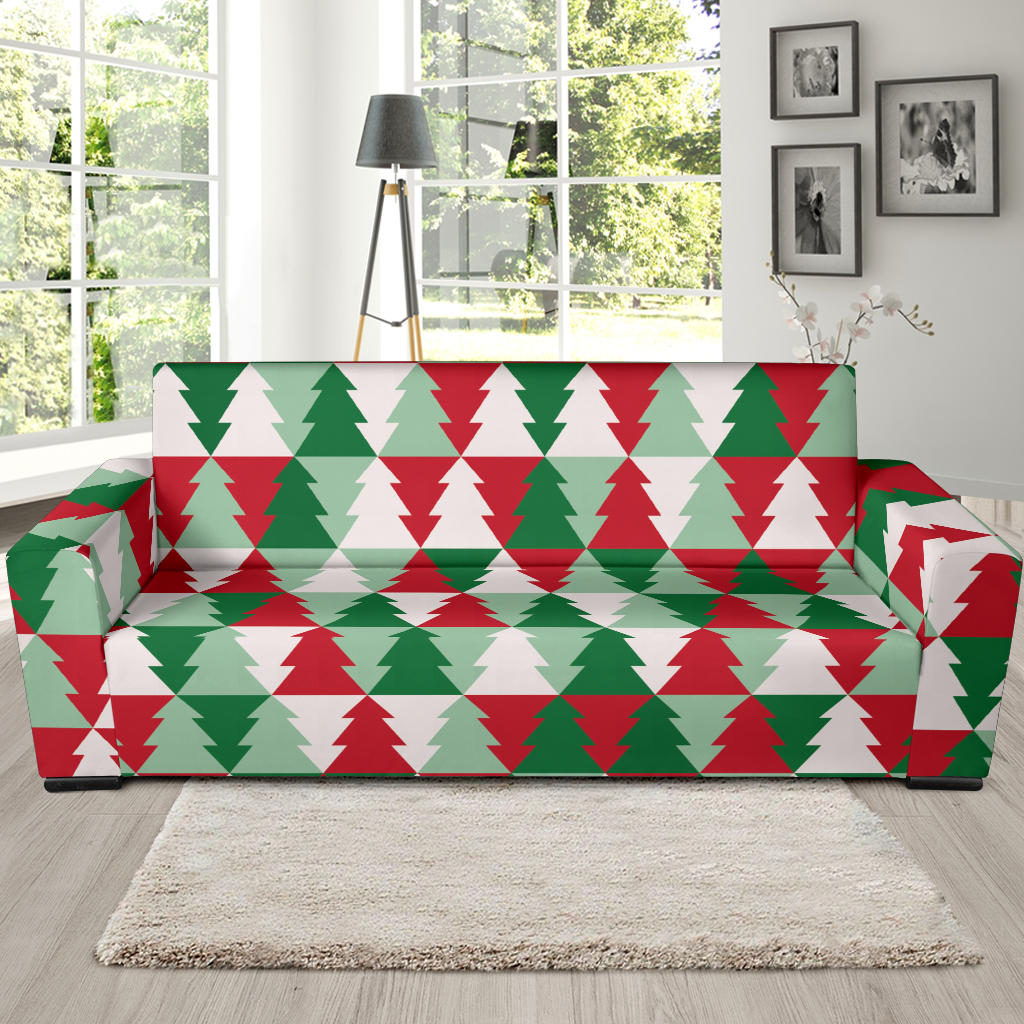 Christmas Tree Pattern Print Design 01 Sofa Slipcover