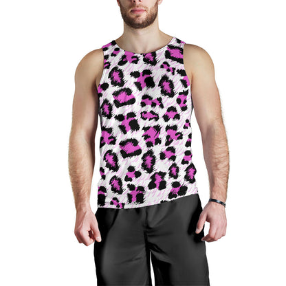 Leopard Pink Skin Print Men Tank Top