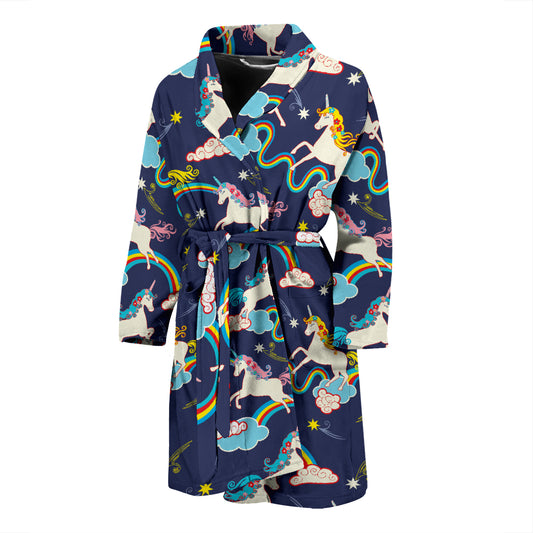 Unicorn Print Design LKS304 Men Bathrobe