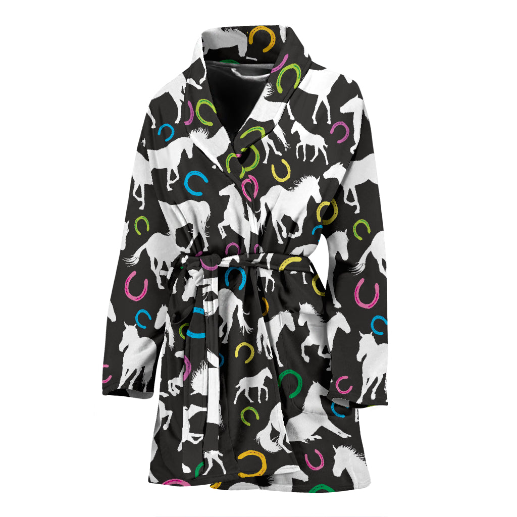 Horse Hoof Colorful Print Design LKS301 Women Bathrobe