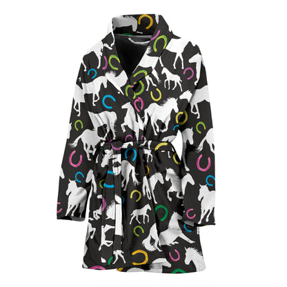 Horse Hoof Colorful Print Design LKS301 Women Bathrobe