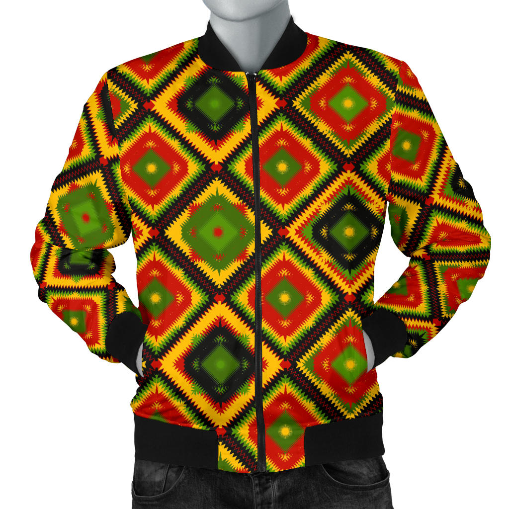 Rasta Reggae Color Pattern Men Bomber Jacket