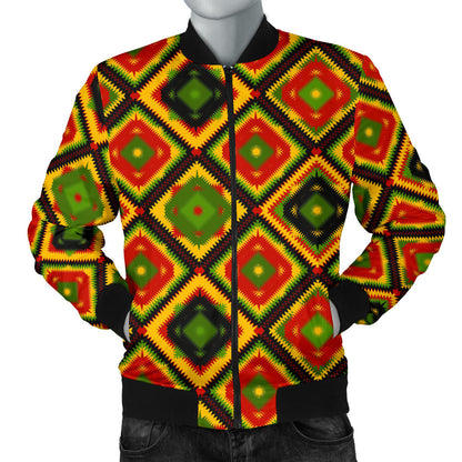 Rasta Reggae Color Pattern Men Bomber Jacket