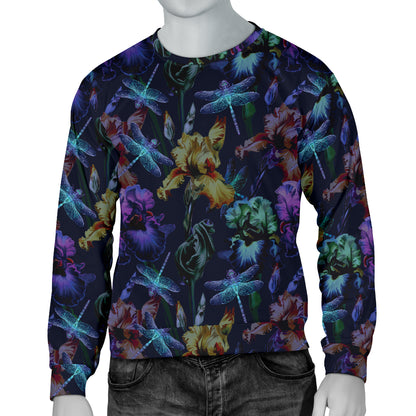 Dragonfly With Floral Print Pattern Men Long Sleeve Sweatshirt