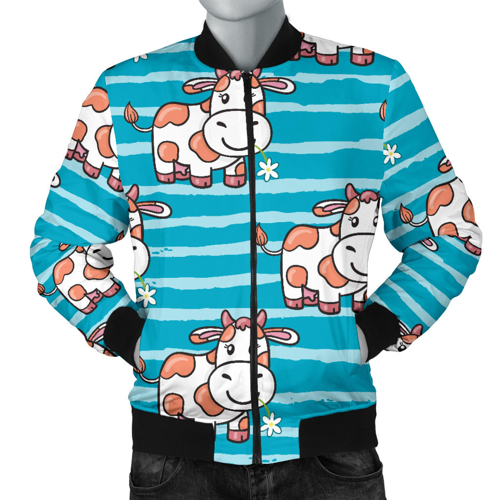 Cow Cute Print Pattern Men Bomber Jacket