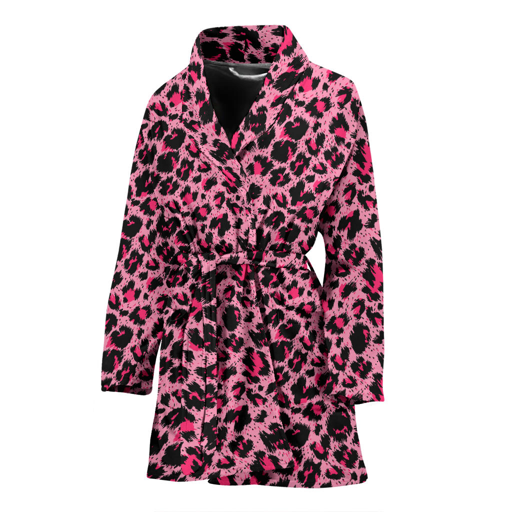 Cheetah Pink Pattern Print Design 01 Women Bathrobe
