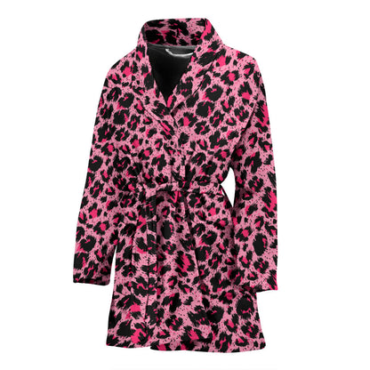 Cheetah Pink Pattern Print Design 01 Women Bathrobe