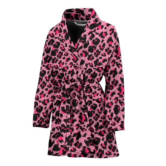 Cheetah Pink Pattern Print Design 01 Women Bathrobe