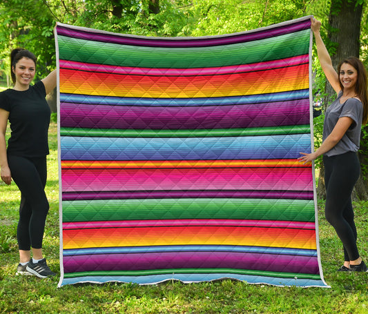 Mexican Blanket Colorful Print Pattern Quilt Bedspread