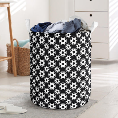 Soccer Ball Black Print Pattern Laundry Basket