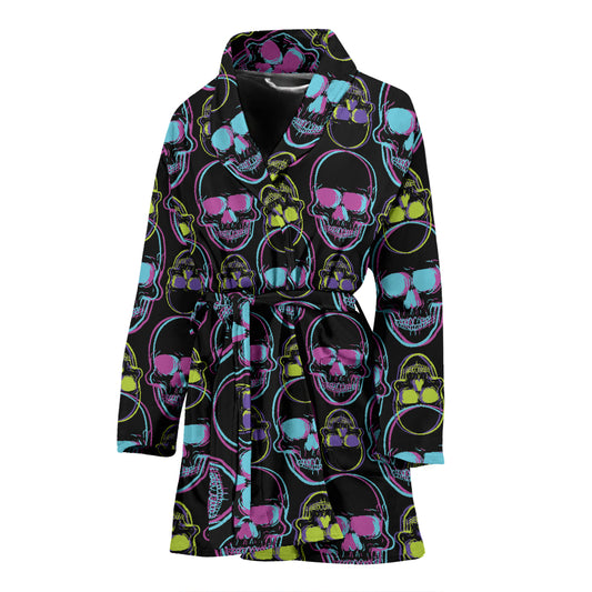 Skull 3D Colorful Print Design LKS309 Women Bathrobe
