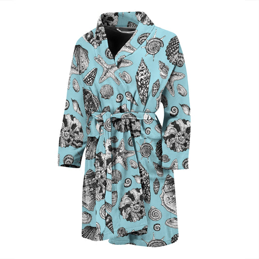 Seashell Beach Print Design LKS302 Men Bathrobe