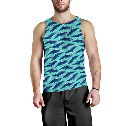 Whale Polka Dot Design Themed Print Men Tank Top