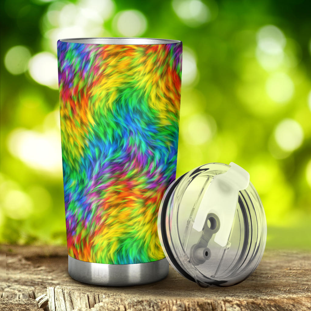 Rainbow Fur Design Print Tumbler