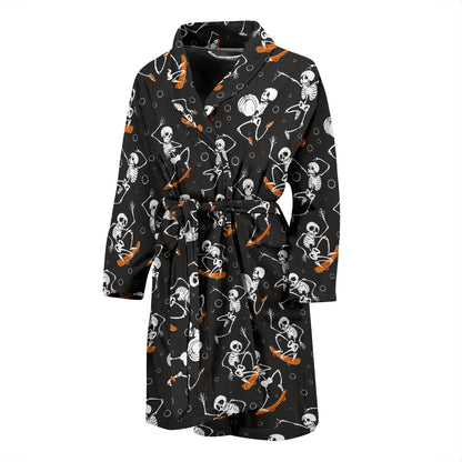 Skateboard With Skeleton Print Design LKS303 Men Bathrobe