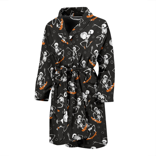 Skateboard With Skeleton Print Design LKS303 Men Bathrobe