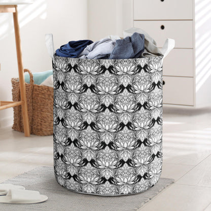 Lotus Mandala Print Pattern Laundry Basket