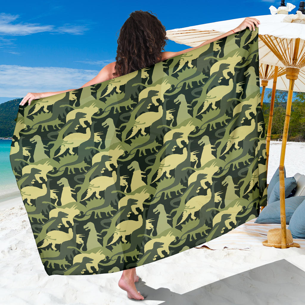 Camouflage Dinosaur Pattern Print Design 03 Sarong Pareo Wrap