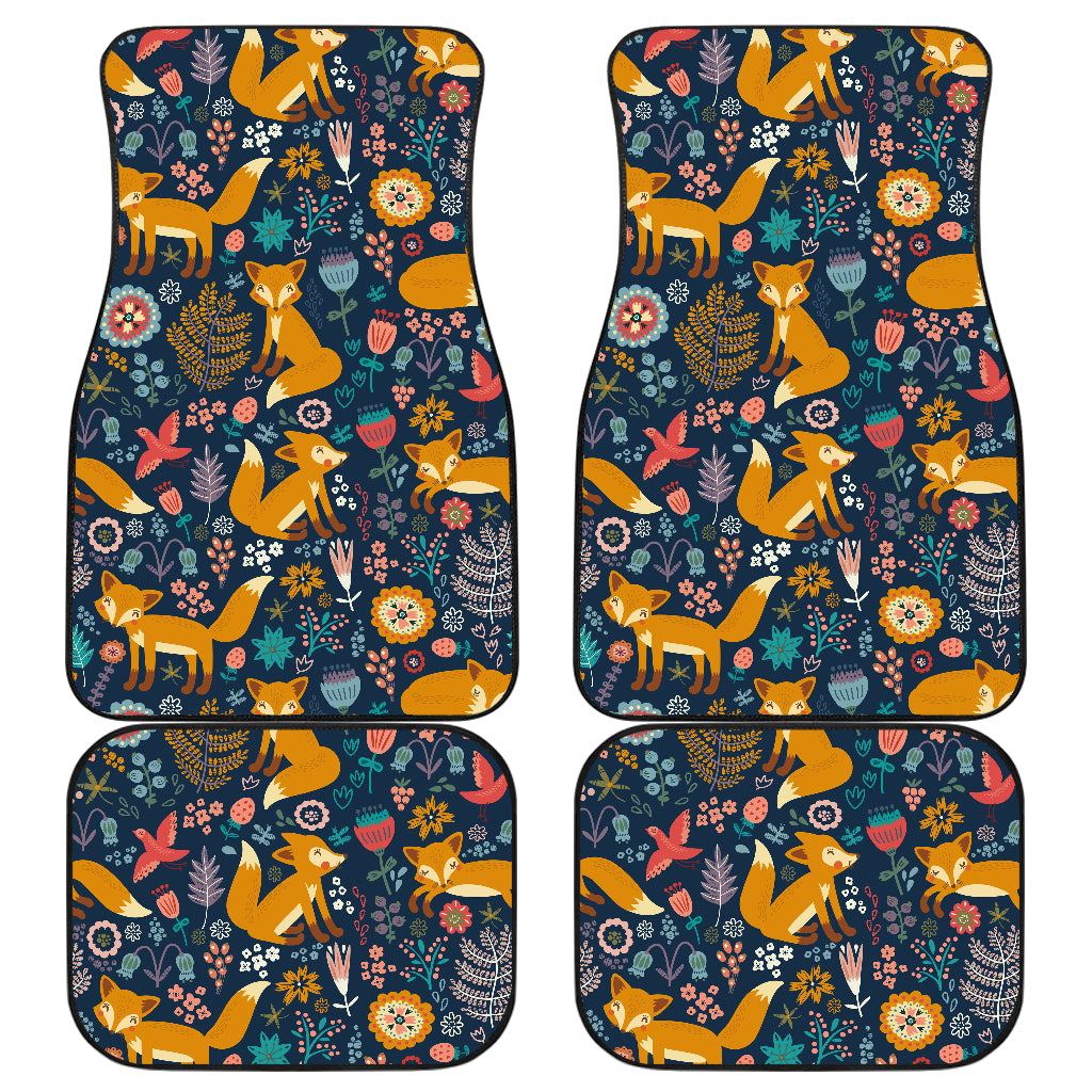 Fox Cute Jungle Print Pattern Car Floor Mats Front Back
