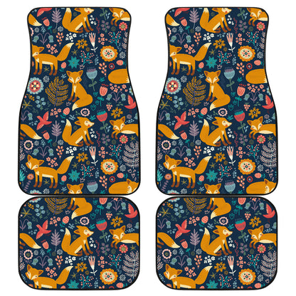 Fox Cute Jungle Print Pattern Car Floor Mats Front Back