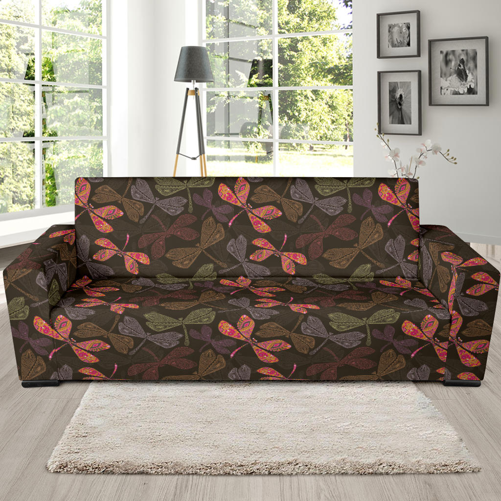 Dragonfly Pattern Print Design 02 Sofa Slipcover