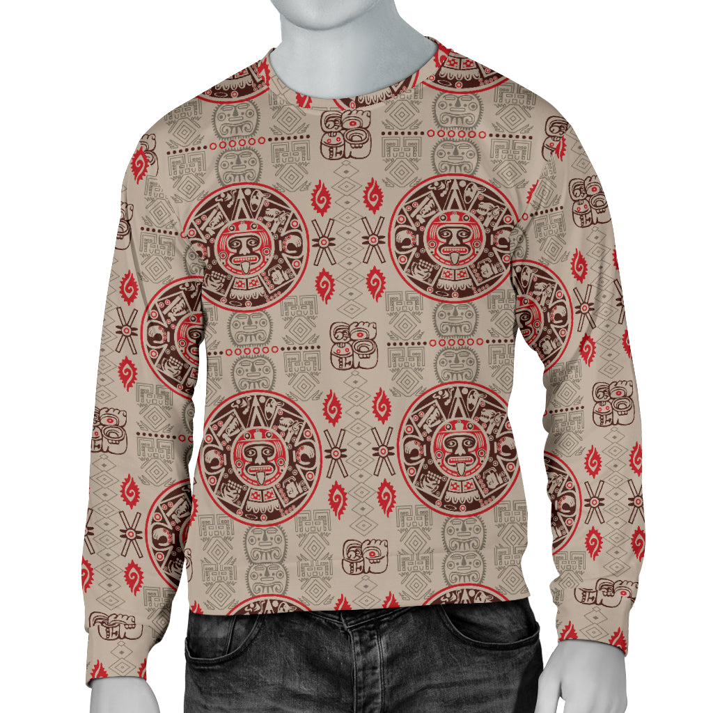 Calendar Aztec Print Pattern Men Long Sleeve Sweatshirt