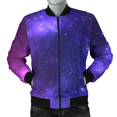 Celestial Purple Blue Galaxy Men Bomber Jacket