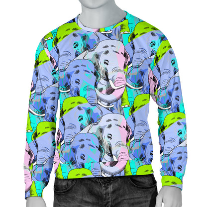 Elephant Art color Print Pattern Men Long Sleeve Sweatshirt
