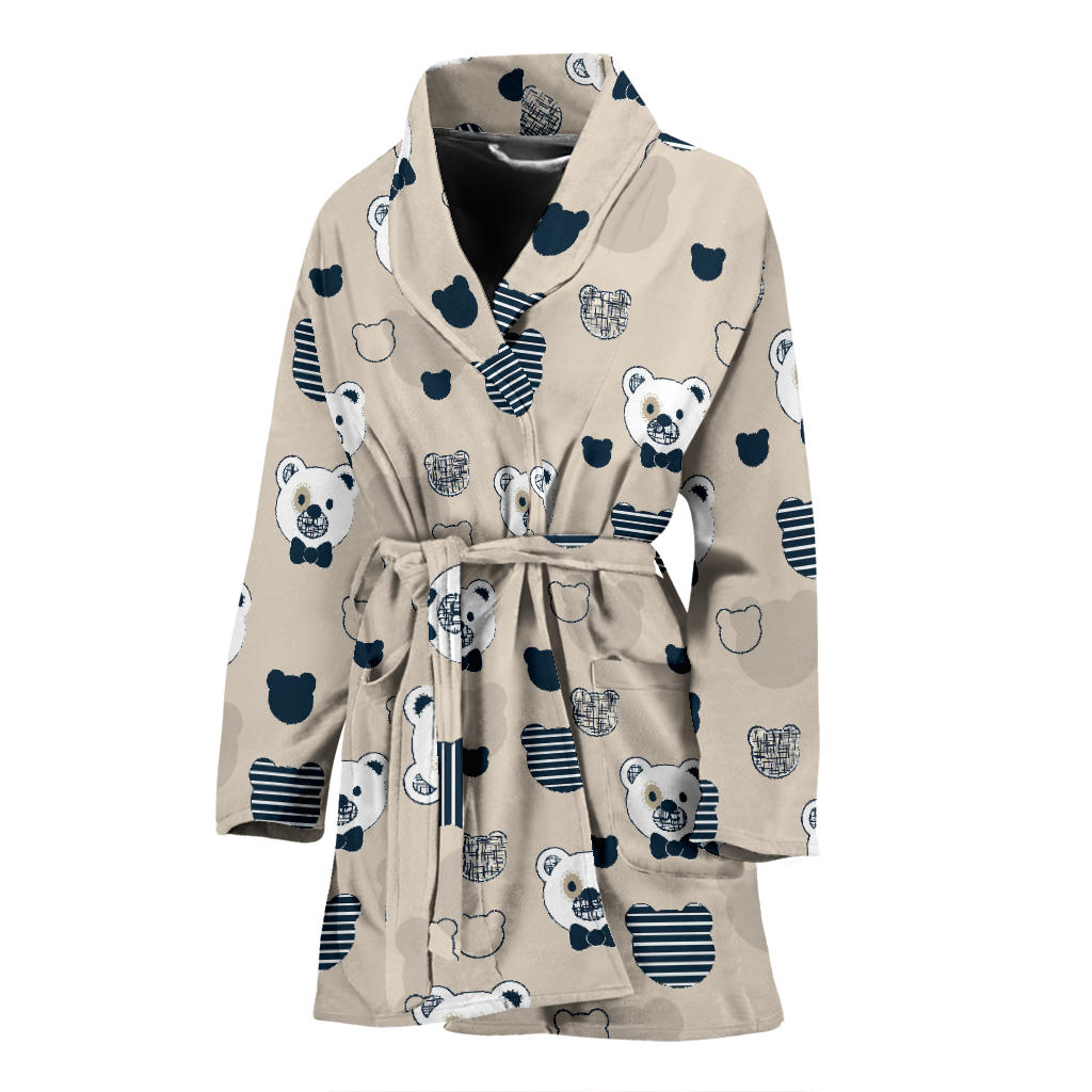 Bear Pattern Print Design 05 Women Bathrobe
