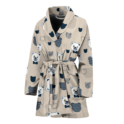 Bear Pattern Print Design 05 Women Bathrobe