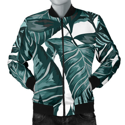 Tropical Palm Leaves Pattern Men Bomber Jacket