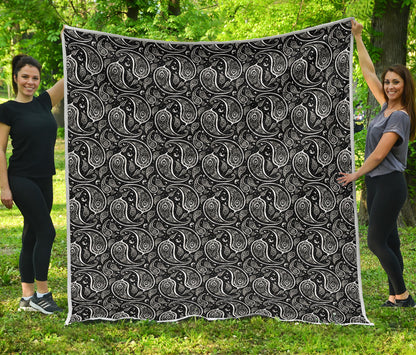 Paisley Black Design Print Quilt Bedspread