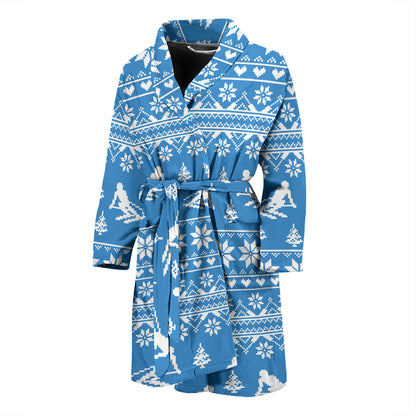 Ski Knit Pattern Print Design LKS302 Men Bathrobe