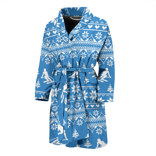 Ski Knit Pattern Print Design LKS302 Men Bathrobe