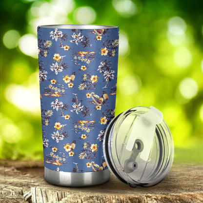 Hawaiian Flower Blue Print Tumbler