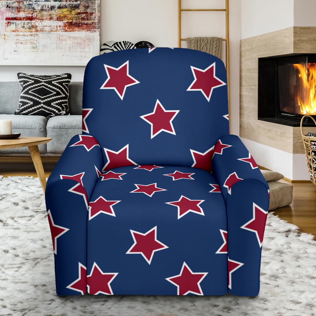Star Red Blue Print Design LKS301 Recliner Slipcover with Pocket