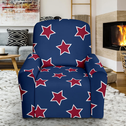 Star Red Blue Print Design LKS301 Recliner Slipcover with Pocket