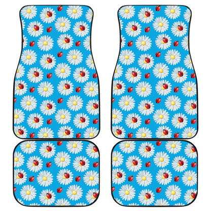 Ladybug with Daisy Themed Print Pattern Car Floor Mats Front Back