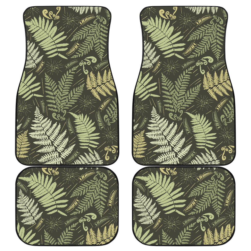 Fern Leave Green Print Pattern Car Floor Mats Front Back