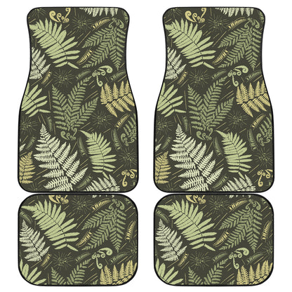 Fern Leave Green Print Pattern Car Floor Mats Front Back